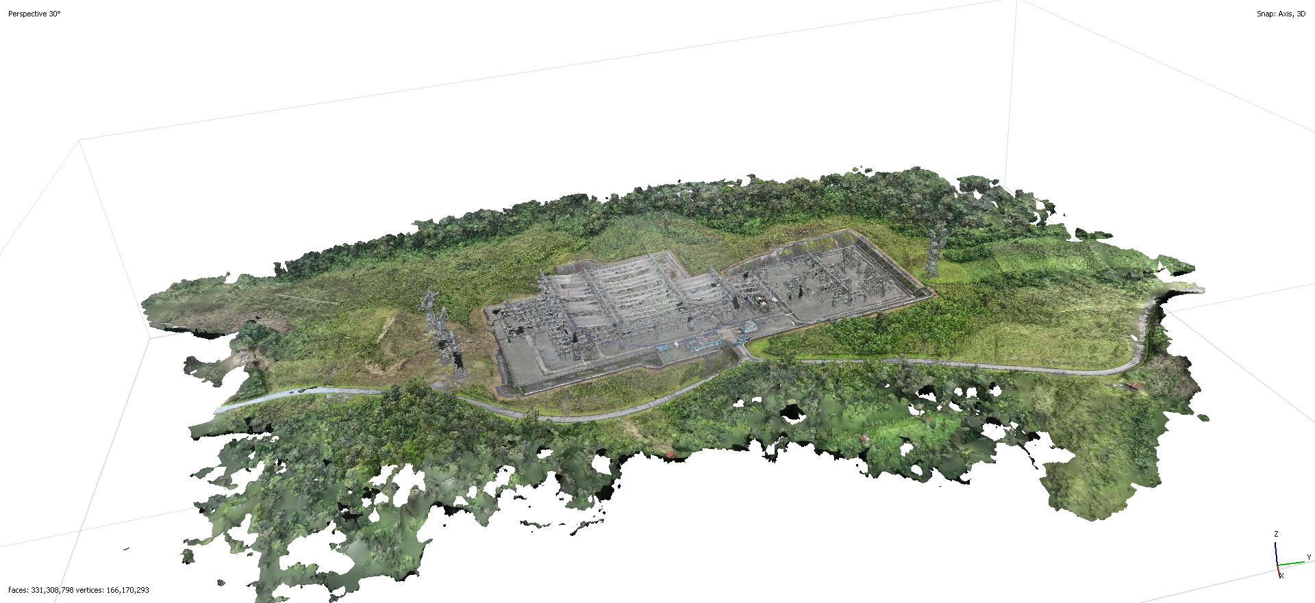 Modelo 3D fotogramétrico de una subestación eléctrica y su terreno